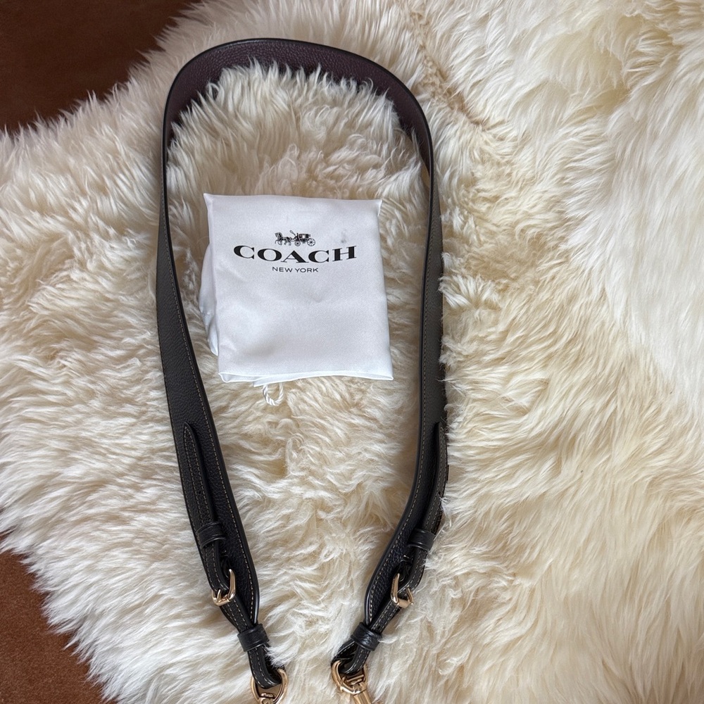 Coach Black Pebbled Leather Purse Strap with Brass Hardware